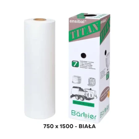 Folia Do Sianokiszonki ENSIBAL TITAN 750mm x 1500M Biała 7-warstwowa BARBIER
