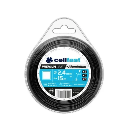 Przejdź do produktu Żyłka tnąca PREMIUM - kwadrat  2,4 mm x 15 m CELLFAST 35-043