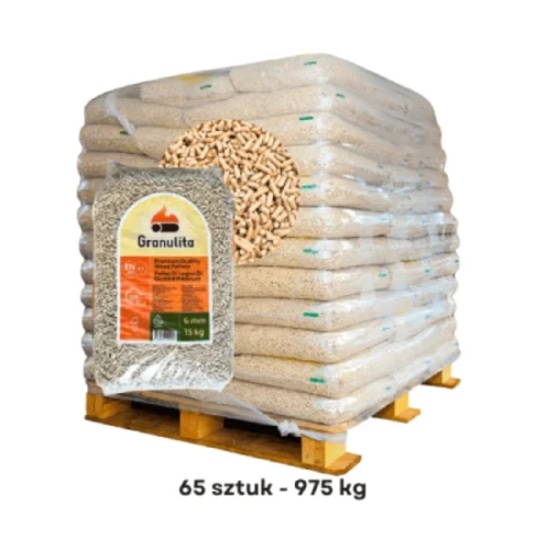 Przejdź do produktu Pellet Granulita paleta 65 sztuk, 975 kg ENplus A1 DINplus