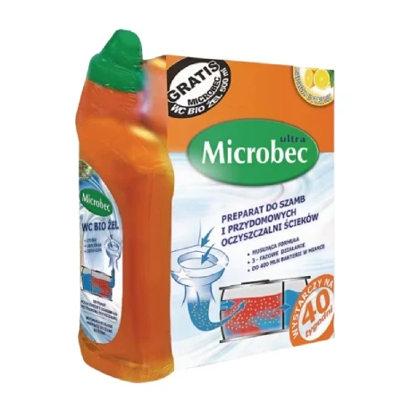 Microbec Ultra preparat do szamb i oczyszczalni ścieków 1kg + Microbec WC Bio Żel 500 ml