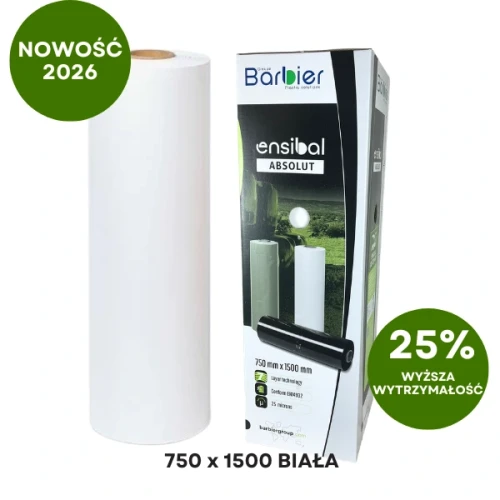 Przejdź do produktu Folia Do Sianokiszonki ENSIBAL ABSOLUT 750mm x 1500M Biała 7-warstwowa BARBIER