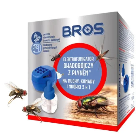 Elektrofumigator z płynem na muchy, komary i mrówki, Bros