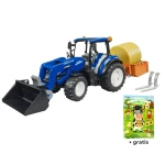 Zabawka BRUDER New Holland T5.120 z ładowaczem czołowym, wywrotką i widłami - U02187