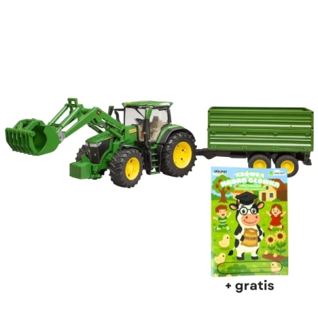 Ciągnik John Deere 7R 350 z ładowaczem czołowym i przyczepą U03155