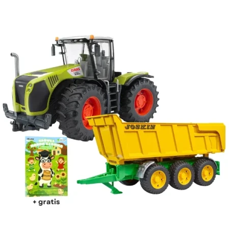 Zestaw zabawek Bruder Ciągnik Claas Xerion 5000 U03015 + przyczepa wywrotka trzyosiowa Joskin U02212
