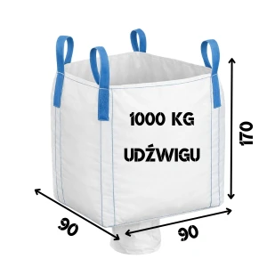 Worek Big Bag 1000 Kg 90x90x170 Otwarta góra, lej dół