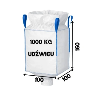 Worek Big Bag 1000 Kg 100x100x160 fartuch góra, lej dół