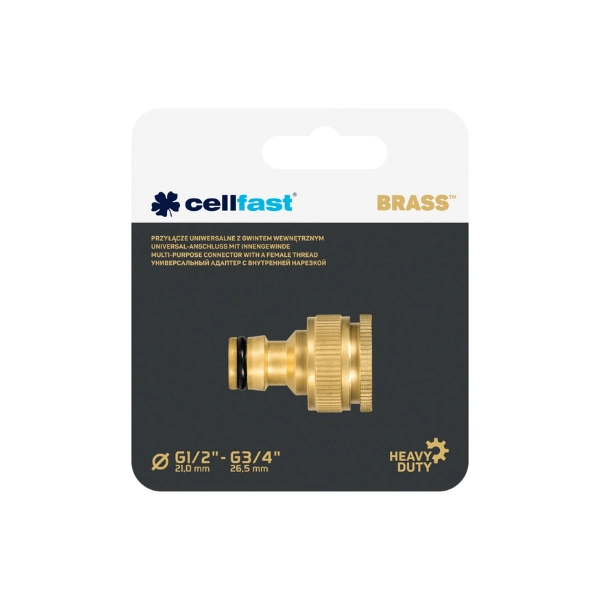 Przyłącze uniwersalne z gwintem wewnętrznym 1/2" - 3/4" BRASS CELLFAST