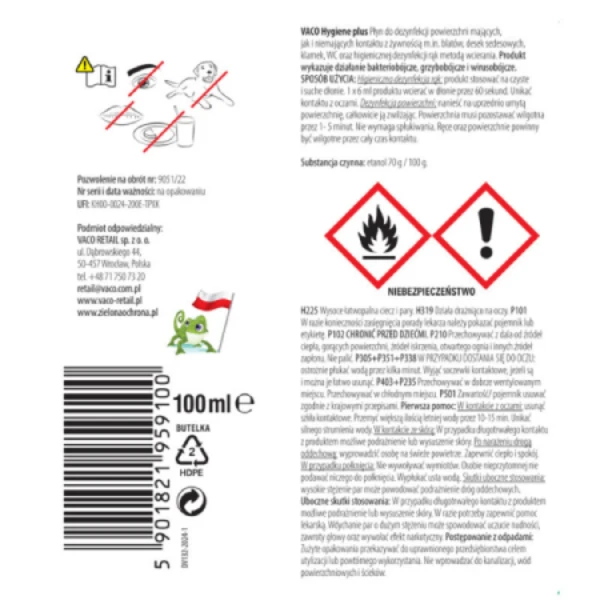 Płyn do dezynfekcji powierzchni i rąk VACO Hygiene